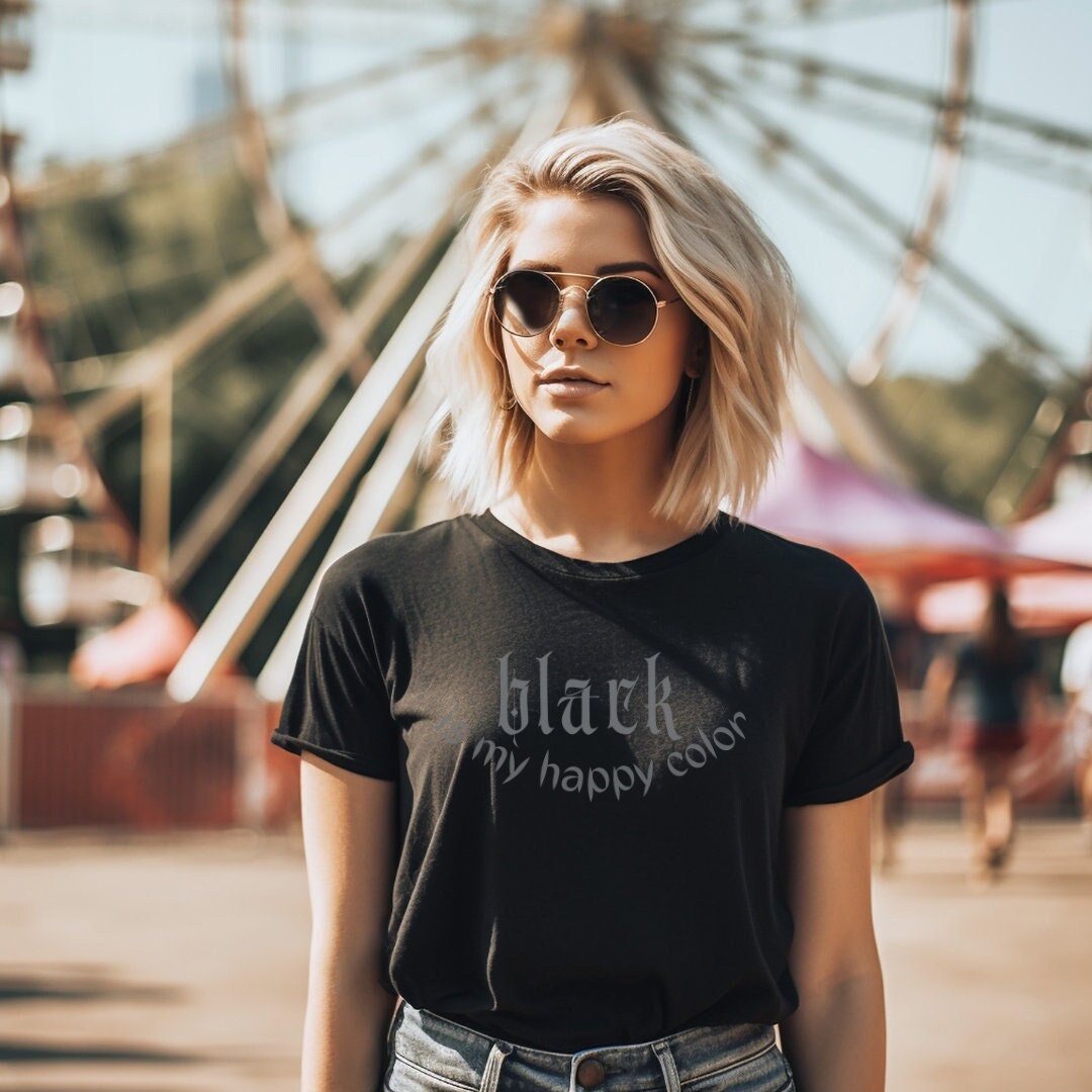 Black is My Happy Color Graphic Tee Women's Graphic Tee Etsy