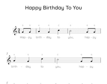 Happy Birthday Easy Piano Notes Happy Birthday Write Chords And