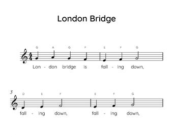 London Bridge Easy Klaviernoten, digital herunterladbare Notenblätter, Kinder Anfängerlieder, PDF