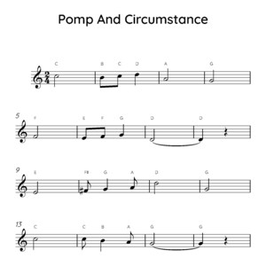 Pomp And Circumstance, Graduation Song, Easy Piano Sheet Music, Digital Downloadable Musical Sheets, Kids Beginner Songs, PDF, Edward Elgar