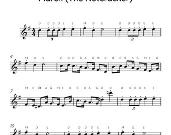 March from The Nutcracker Easy Piano Sheet Music, Digital Downloadable Musical Sheets, Kids Beginner Songs, PDF, Christmas Song