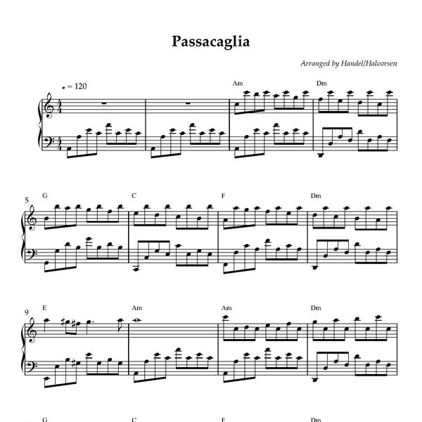 Passacaglia (Handel / Halvorsen) - Piano Sheet Music