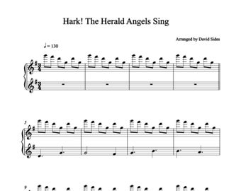 Hark The Herald Angels Sing Piano Sheet Music, Digital Downloadable Musical Sheets, Kids Beginner Songs, PDF, Christmas Song