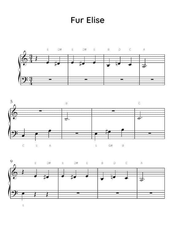 エリーゼのために – 初心者向け簡単ピアノ楽譜 | PDF + MP3 + MIDI