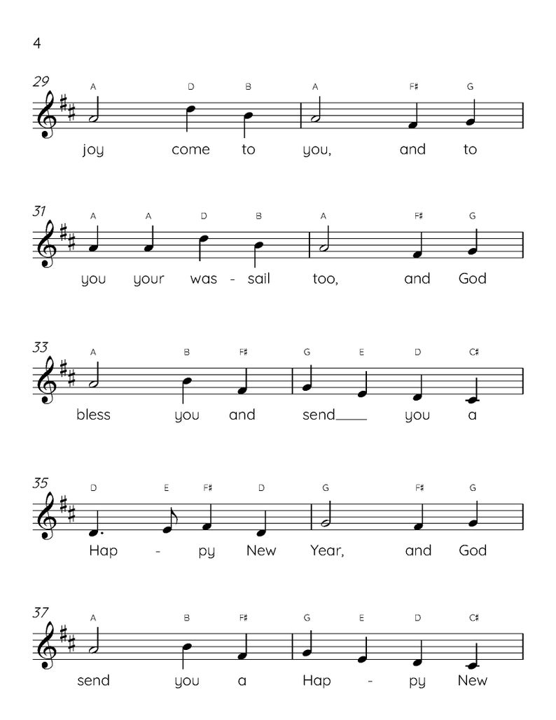 Here We Come A-wassailing Easy Piano Sheet Music, A-caroling, Digital ...