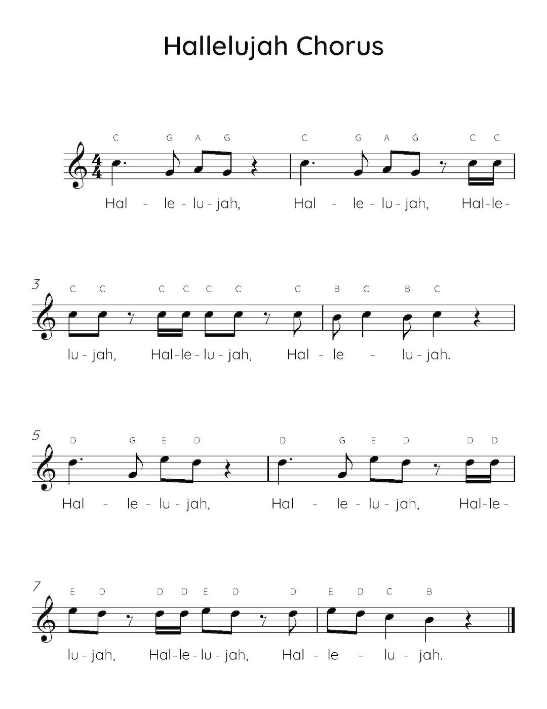 Hallelujah Chorus Easy Piano Sheet Music, Digital Downloadable Musical Sheets, Kids Beginner Songs, PDF - Etsy hallelujah-chorus-easy-piano-sheet-music-digital-downloadable-musical-sheets-kids-beginner-songs-pdf-etsy