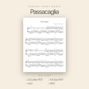 Passacaglia Piano Sheet Music (Handel / Halvorsen) | PDF + MP3 + MIDI | Classical Piano Arrangement