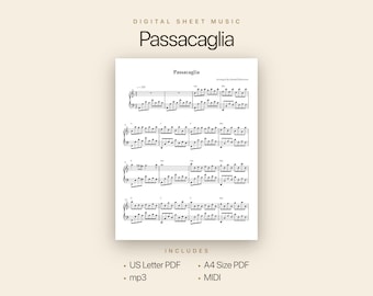 Passacaglia Piano Sheet Music (Handel / Halvorsen) | PDF + MP3 + MIDI | Classical Piano Arrangement