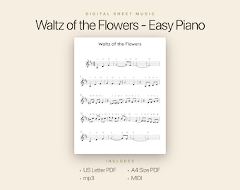Waltz of the Flowers Easy Piano Sheet Music with Note Names | PDF + MP3 + MIDI