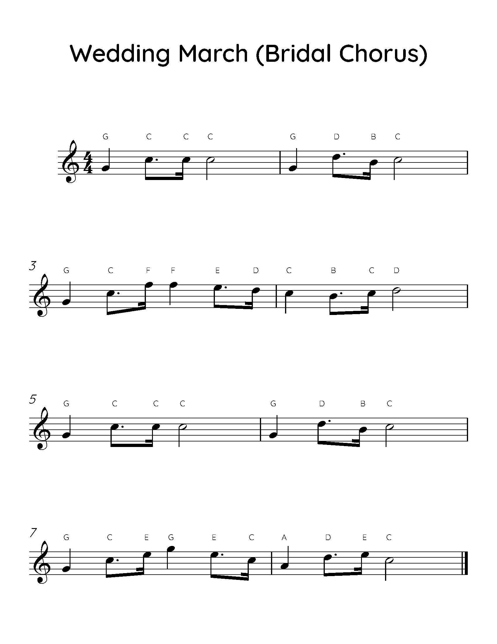 Wedding March bridal Chorus Easy Piano Sheet Music, Digital