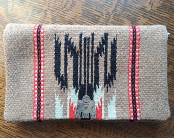 Vintage Chimayo Bag Purse, Authentic Handmade Woven Wool Clutch
