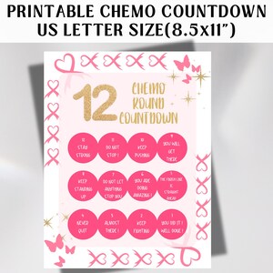 12 Round Breast Cancer Chemo Tracker, Printable Treatment Countdown Calendar, Cancer Fighter Motivate, Cancer Warrior Chemotherapy Encourage