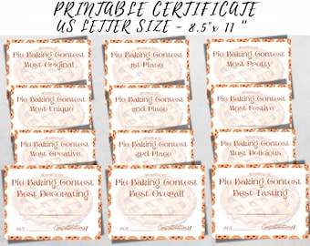 Pie Baking Contest Award Certificate Printable (PDF)