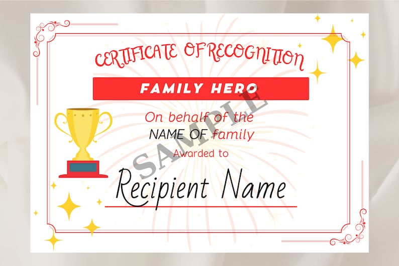 Family Reunion Award Certificate Editable Template | Customizable ...