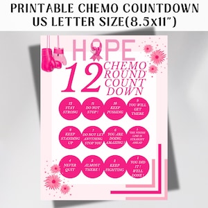 12 Round Breast Cancer Chemo Tracker, Printable Treatment Countdown Calendar, Cancer Fighter Motivate, Cancer Warrior Chemotherapy Encourage