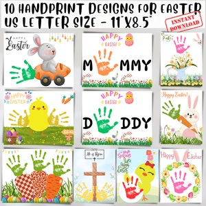 Easter Handprint Craft, Printable Easter Celebration Art, Happy Easter Preschool Homeschool Worksheet, Classroom Kids Keepsake Activity, PDF