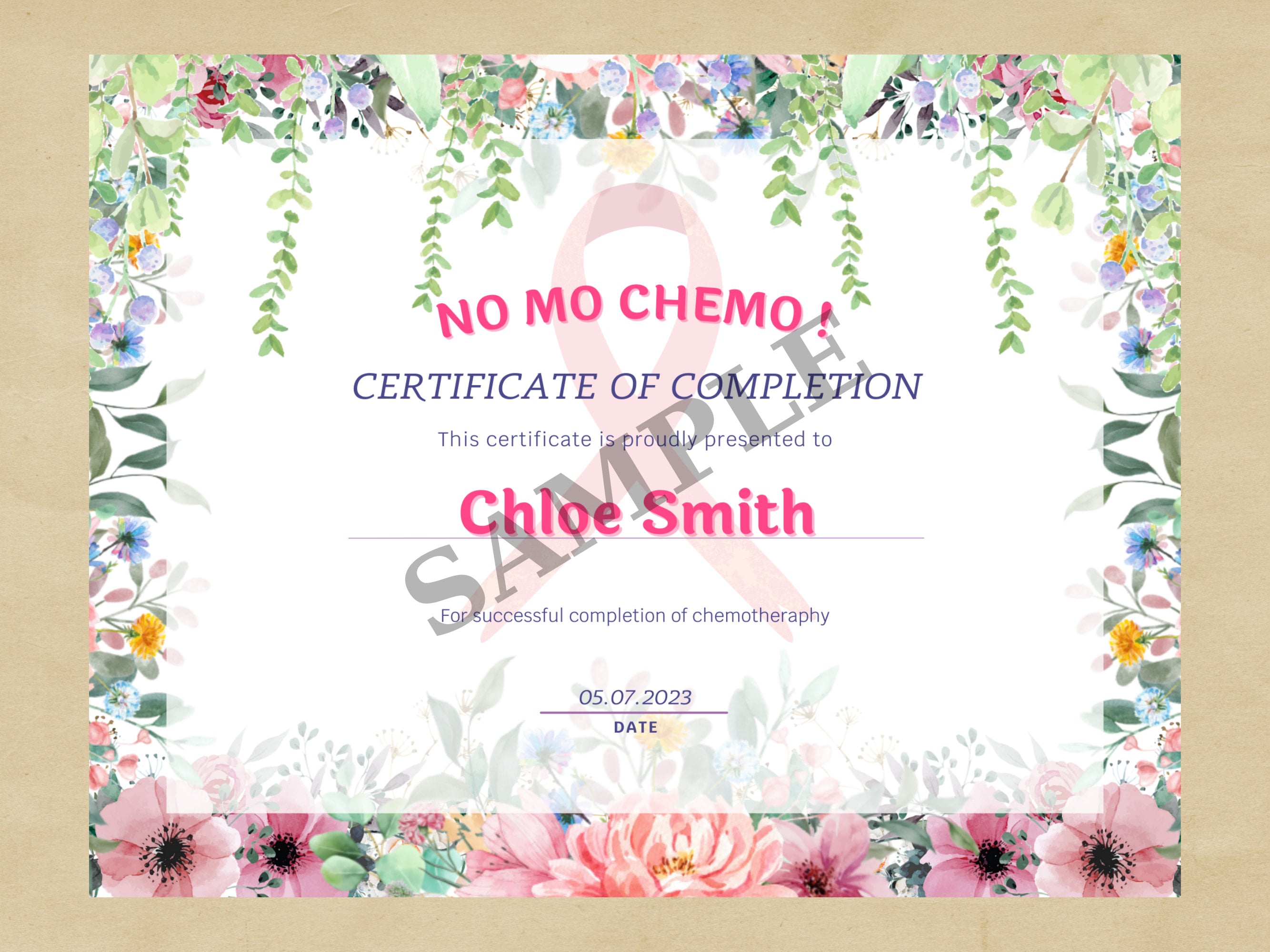 Editable Cancer Chemo Completion Certificate Survivor Etsy UK