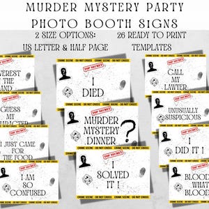 Murder Mystery Party Photo Booth Schilder, Murder Mystery Dinner Printable, Murder Mystery House Partyzubehör, Spielabend Gastgeschenk, PDF