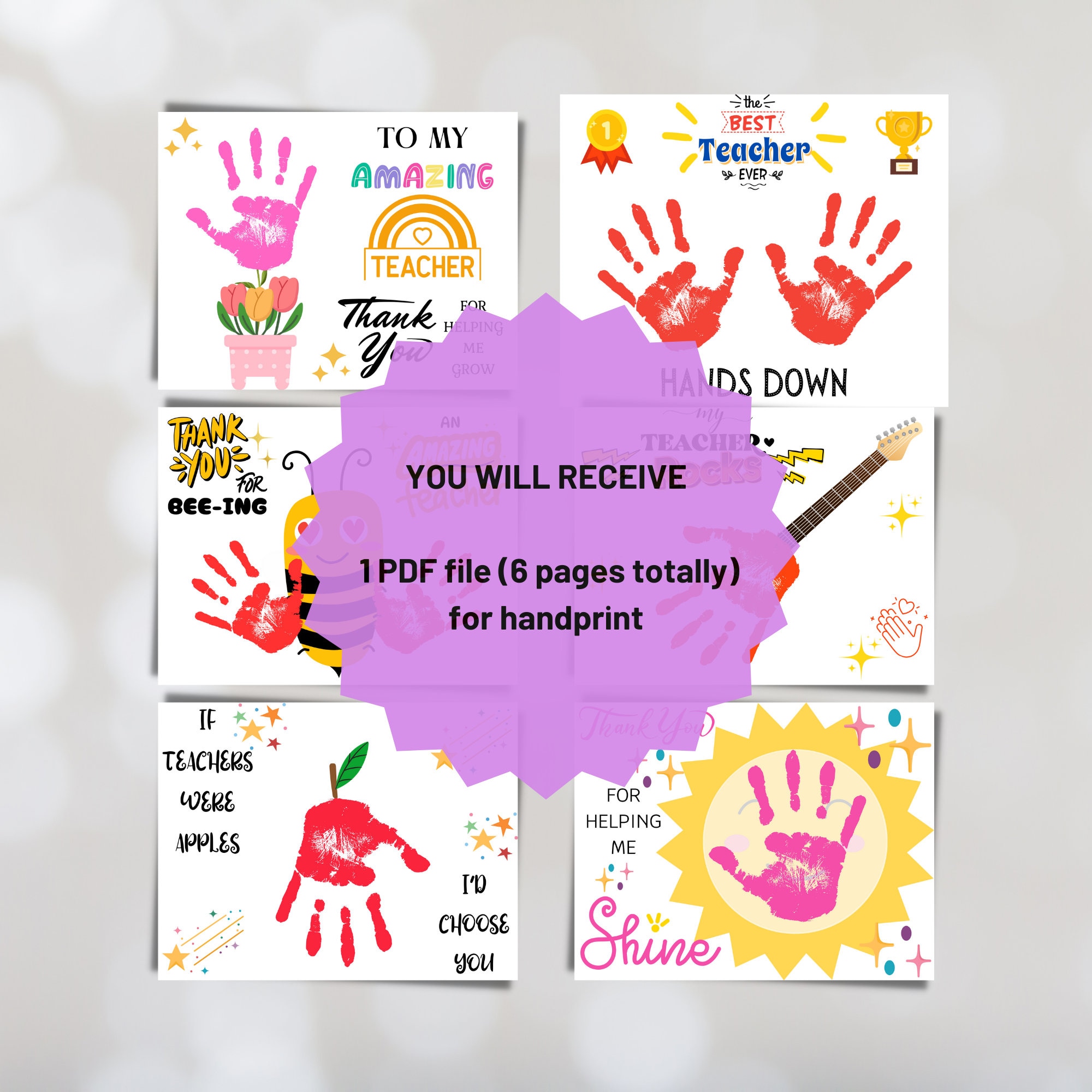 Teacher Appreciation Handprint Art Craft, DIY Gift Printable End of ...
