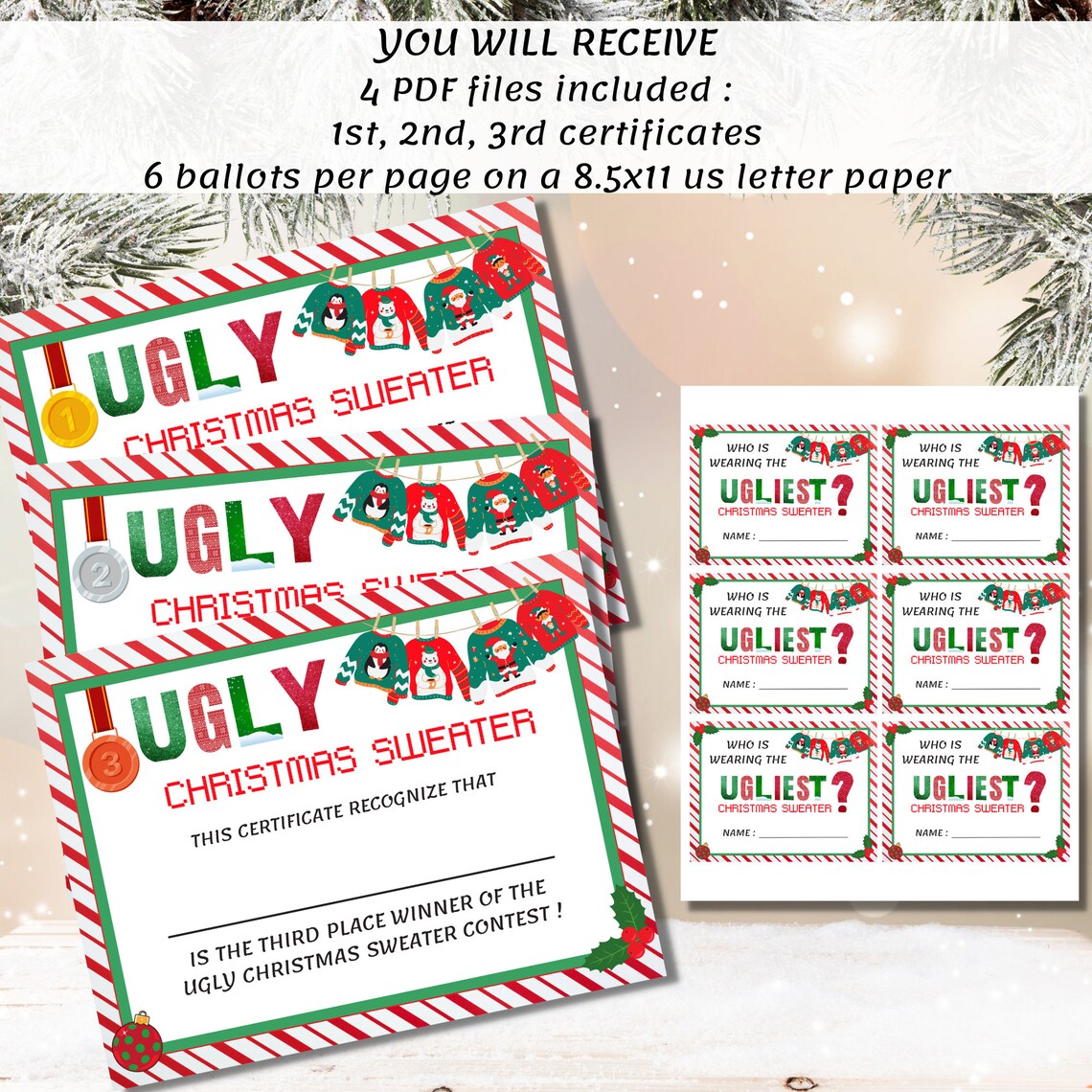 Christmas Ugly Sweater Party Bundle Printable, Ugly Sweater Party Game ...
