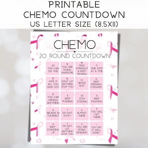 20 Round Breast Cancer Chemo Tracker, Printable Treatment Countdown Calendar, Cancer Fighter Motivate, Cancer Warrior Chemotherapy Encourage
