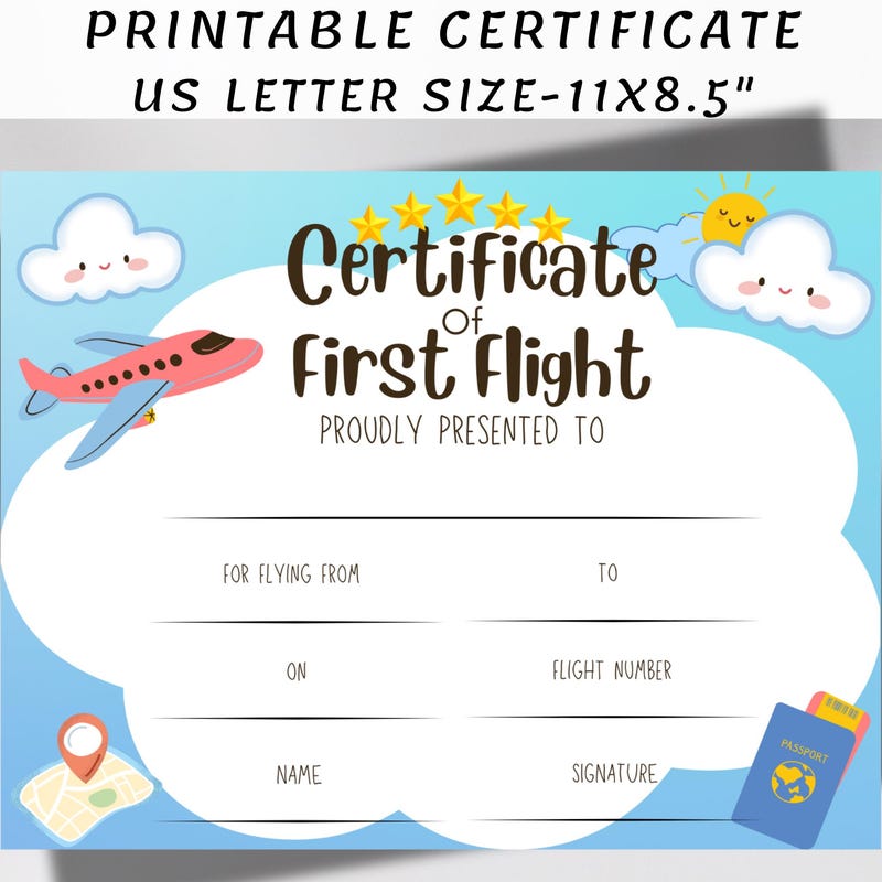 First Flight Sticker First Flight Certificate - Etsy