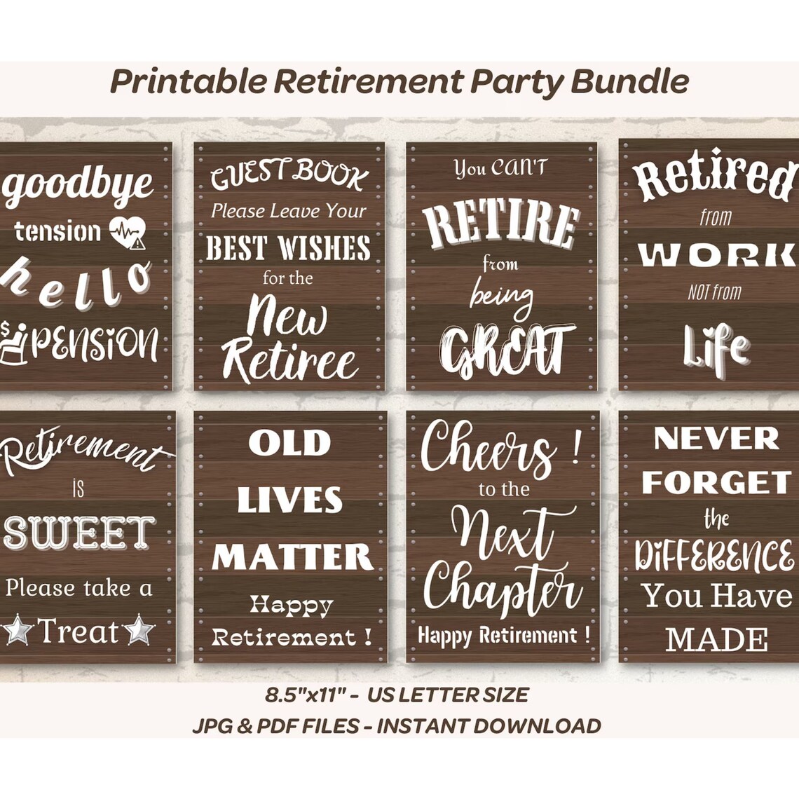 Retirement Party Signs Printable Bundle, Retiring Celebration, Retiring Party Decorations, Happy ...