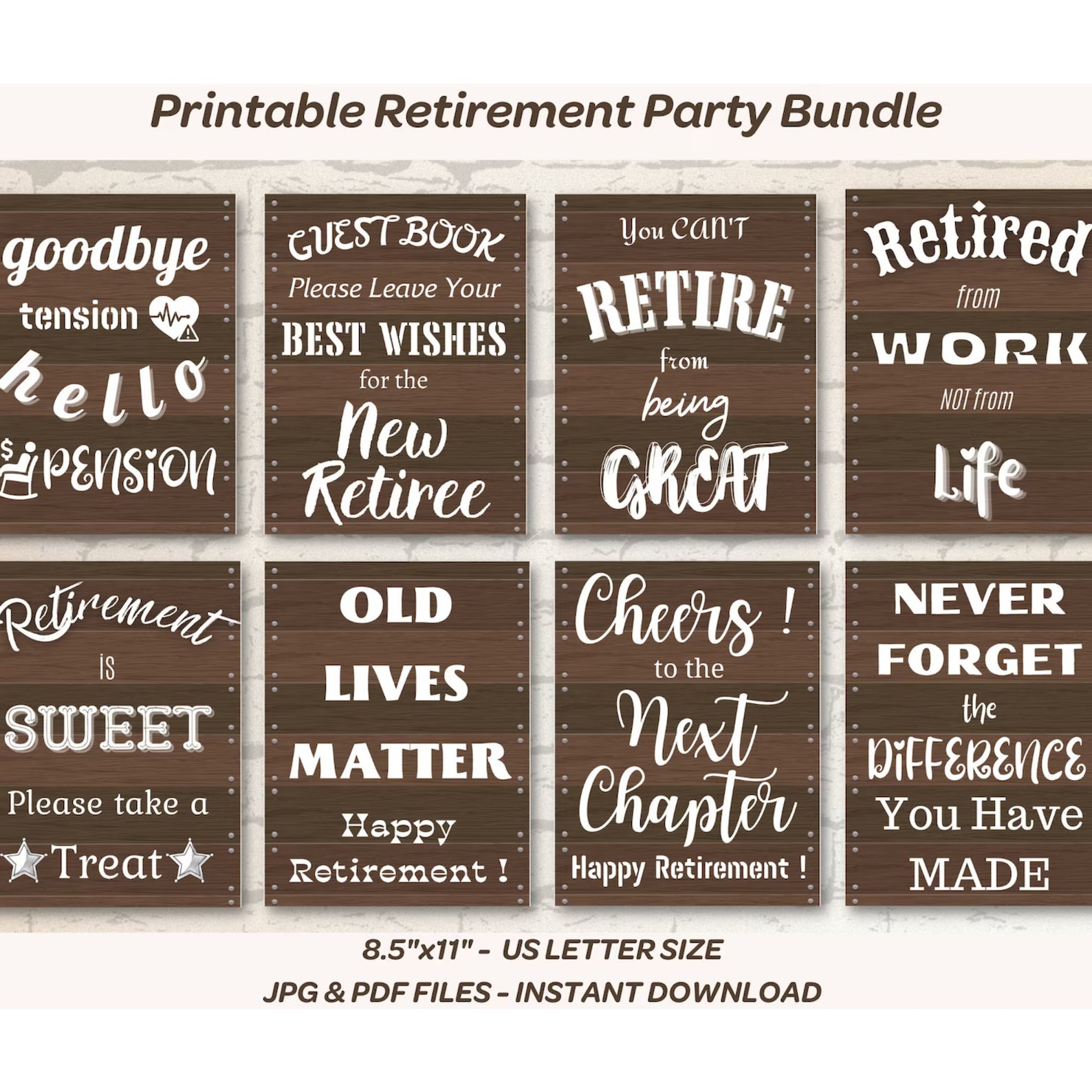 Retirement Party Signs Printable Bundle, Retiring Celebration, Retiring Party Decorations, Happy ...