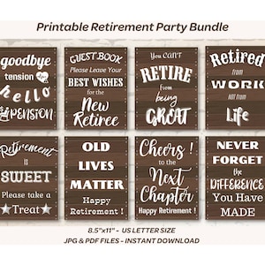 Retirement Party Signs Printable Bundle, Retiring Celebration, Retiring Party Decorations, Happy Retirement Decor Pack, Funny Retirement PDF