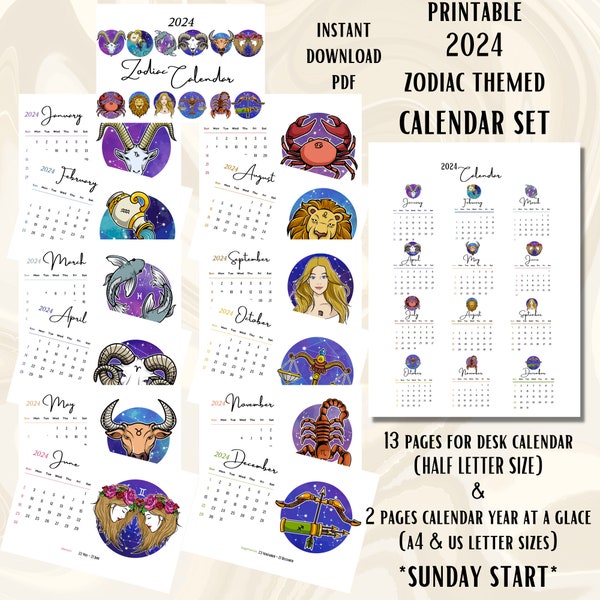Zodiac Calendar Etsy