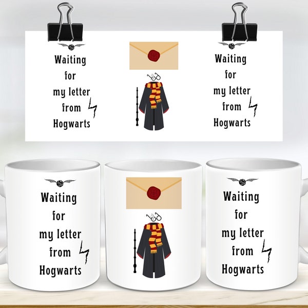 11 & 15 Oz HP Potterhead Letter Mug Sublimation Mug Template, PNG Design Instant Digital Download PNG Mug Wrap, Hogwarts Magical Gift Idea
