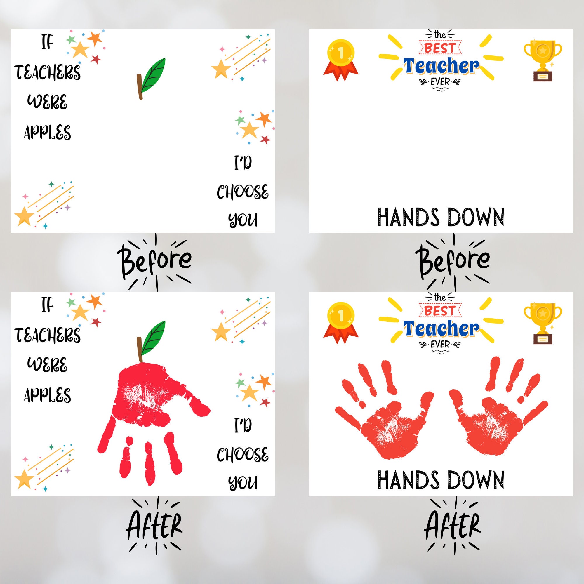 Teacher Appreciation Handprint Art Craft, DIY Gift Printable End of ...