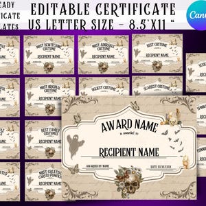 Editable Retro Halloween Costume Award Certificate, Vintage Costume  Party Award, Nostalgic Halloween Contest Winner, Hauntingly Celebration