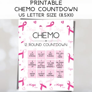 12 Round Breast Cancer Chemo Tracker, Printable Treatment Countdown Calendar, Cancer Fighter Motivate, Cancer Warrior Chemotherapy Encourage