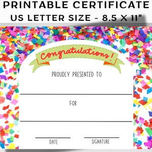 Printable Congratulations Certificate, Bravo Certificate of Achievement Template, Well Done Certificate, Completion Recognition Award, PDF