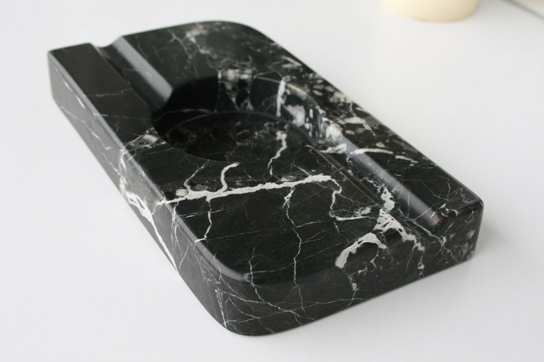 Genuine Black Marble Ashtray for Home Decor , Marble Cigar Ashtray