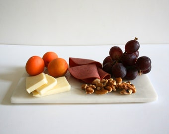 White Afyon Serving Marble Tray, Tray for Kitchen/Perfume, Food presentation, Genuine Marble Storage Tray, Cheese tray, Big new year sale