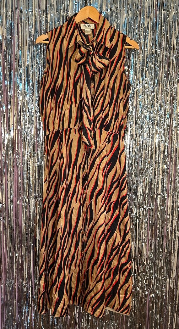 80s Vintage Bob Mackie Studio Silk Zebra Print Dre