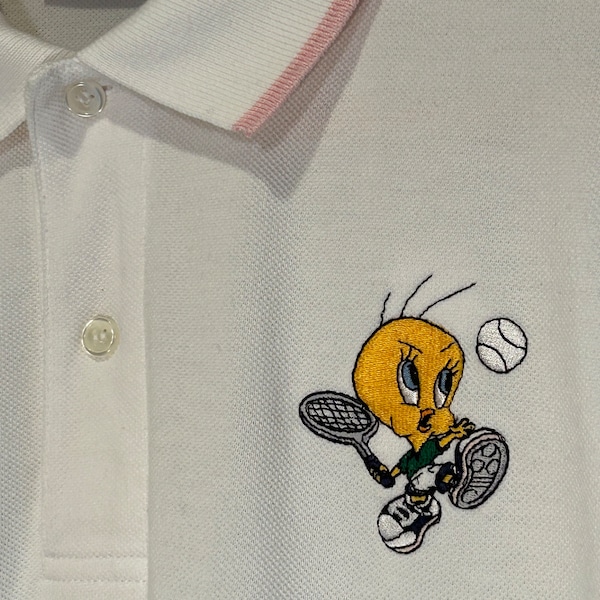 90s Tweety Bird Plays Tennis Short Sleeve Polo by WB Studio Store