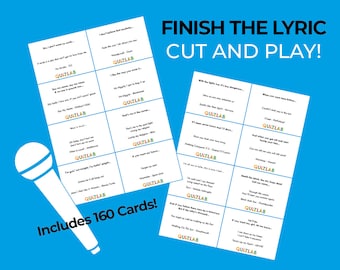 Gra karciana Finish The Lyric | Lata 80. - 2010. Cięcie i odtwarzanie | Zestaw quizów muzycznych