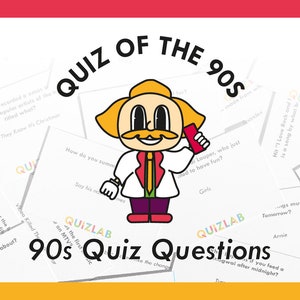Mazzo dei quiz degli anni '90 / Cosa è successo negli anni '90 / Quiz sulla famiglia dei decenni / Quiz sulle feste degli anni '90 / Stampa e taglia le carte