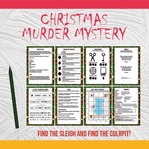 Mistério de assassinato de Natal | Pacote de atividades de grupo de Natal | Atividade decifrar o código | Idéia de festa festiva | Imprimir e preencher