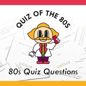 Mazzo di quiz anni '80 / Cosa è successo negli anni '80 / Quiz familiare dei decenni / Quiz sulle feste anni '80 / Stampa e taglia le carte
