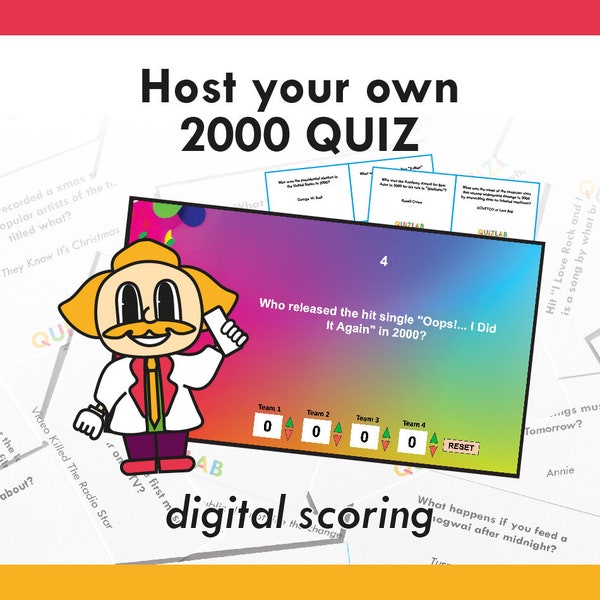 Year 2000 Interactive Quiz | Noughties Trivia Quiz | History Questions | Birthday Quiz | Cut and Play Deck and PPT Slideshow