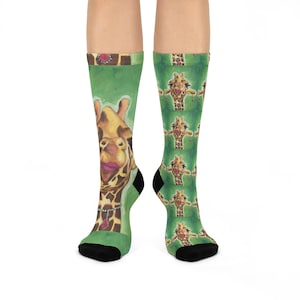 Madam Giraffee Crew Socks - Design, Cute gift for Cat Lovers, Cozy Fashion Accessories, Fun Sock Gift for Her