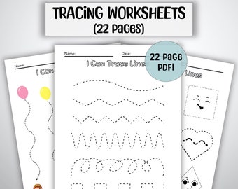 Preschool Line Tracing Worksheets: Handwriting Practice (22 Page PDF)