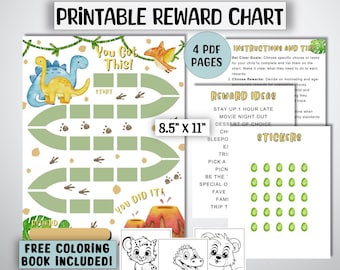 Dinosaur Reward Chart: Kids Behavior & Chore Chart (Digital Download)
