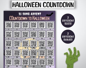 Calendário do Advento de Halloween: 31 músicas assustadoras, decoração para imprimir (PDF)
