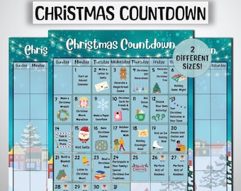 Calendario de cuenta regresiva para Navidad, actividad navideña para niños (descarga digital)