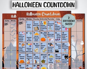 Placa de contagem regressiva assustadora para o Halloween: Calendário do Advento Infantil (Download Digital)